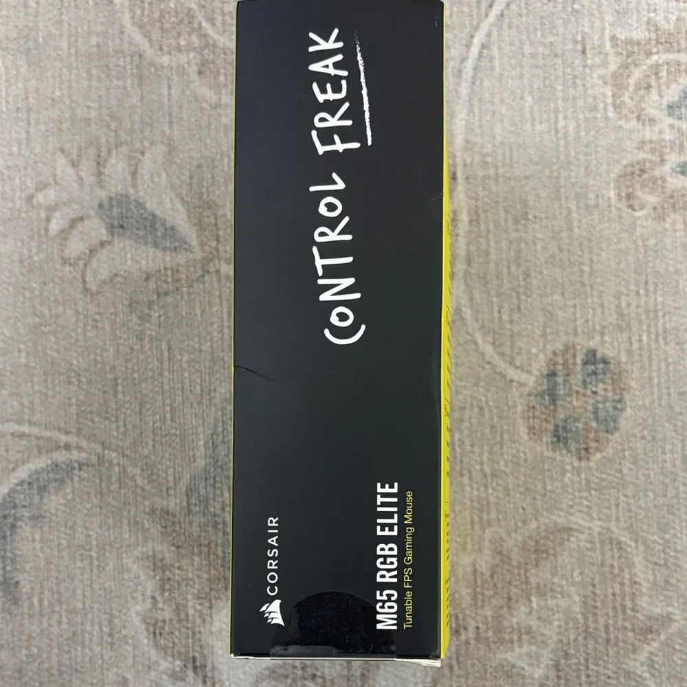 Corsair M65 RGB Elite Gaming Mouse in Black with Yellow Box
